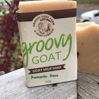 Groovy Goat romantic rose soap bars outside